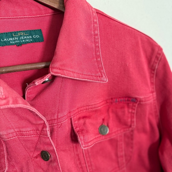 Lauren Jeans Co Ralph Lauren Red Denim Jacket Vintage Wash - Picture 4 of 11